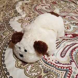 Plush Stuffed Animal Dog White and Brown Puppy Pillow New